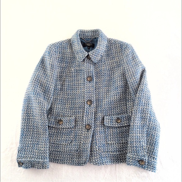 Talbots Blue Tweed Button-Up Blazer - Picture 1 of 9